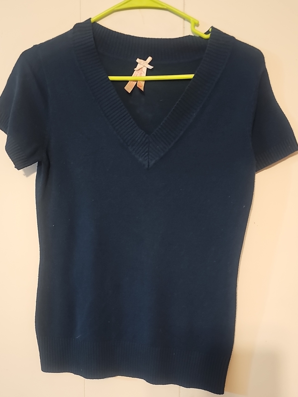 Derek Heart Deep Navy V-Neck Short Sleeve Knit Top